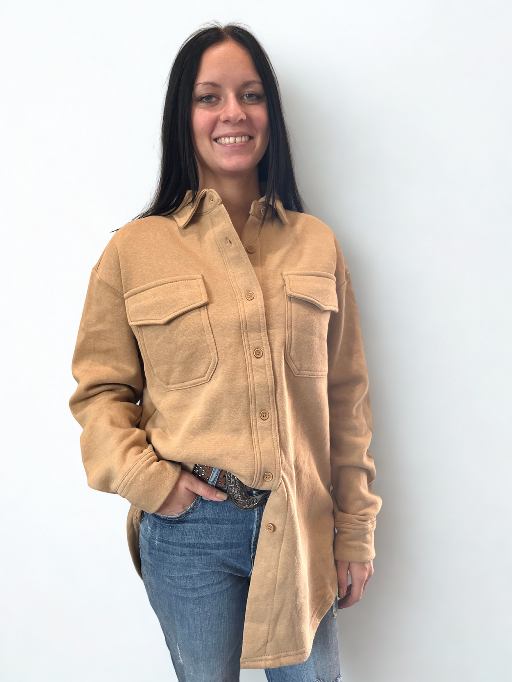 Quincy Latte Button Up