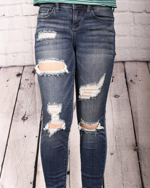 JUDY BLUE Destroy Skinny Mid Rise Jeans